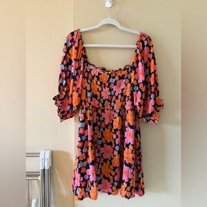 Lulu's Floral Dress with Puff Sleeves